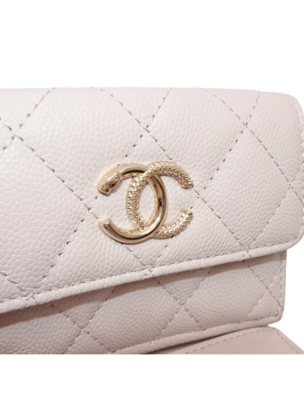 Chanel Classic Small Flap Wallet Base CC Logo Caviar Leather Pink